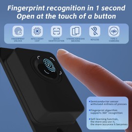 Fridge Lock with Fingerprint, Cabinet Lock, Baby, Child Lock, No Drilling, Window Lock, Children, USB Charging, Suitable for Home and Office (Black, Pack of 2)