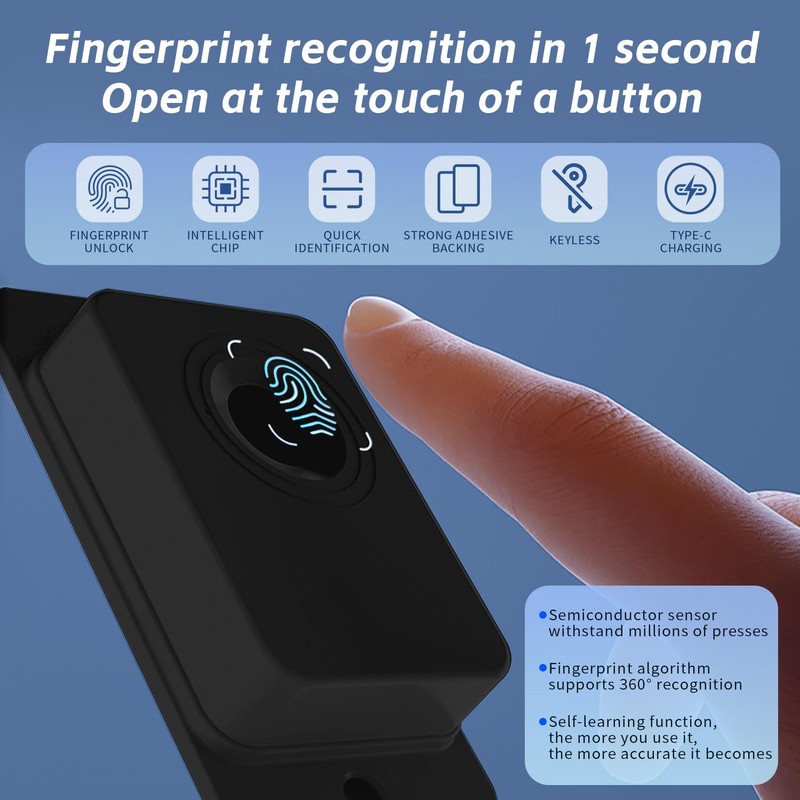 Fridge Lock with Fingerprint, Cabinet Lock, Baby, Child Lock, No