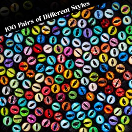 Bcxfbxd 200Pcs 10mm Dragon Eyes Glass Mixed Style Flatback Dome Cat Eyes for Clay Doll Jewelry Making Craft DIY