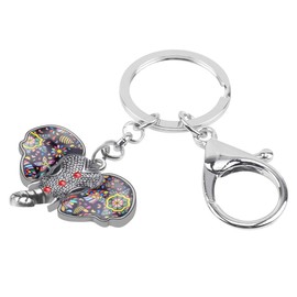 WEVENI Gold Silver Plated Elephant Keychain Accessories Fashion Jewelry Bag Car Wallet Charms For Women Girls, Multicolor, 28mm x 37mm