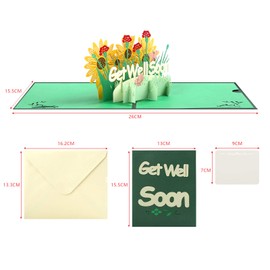 Kesote Get Well Soon Card with Envelope 3D Pop Up Card for Patient Pop Up Sympathy Card 10 x 6’’