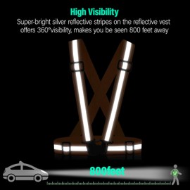 Reflective Vest Running Gear, 2Pack High Visible Safety VES for Cycling Jogging Running Walking, Adjustable for Men Women Kids