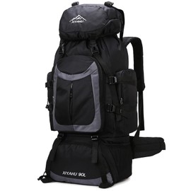 Lawaia 90L Hiking Backpacks Camping Waterproof Backpacking Travel Bag Trekking Back Pack Large Capacity Internal Frame Outdoor Daypacks Rucking Backpack Climbing Ruck Sack for Men Women-Black