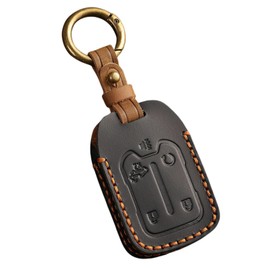 Hontumax Premium Leather 5-Button Key Fob Cover Case for Chevy Tahoe Suburban Colorado Silverado 1500 2500HD 3500HD GMC Sierra Yukon Terrain Denali 2015-2025 (Black)