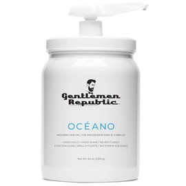 Gentlemen Republic Oceano Men's Hair Gel 64oz with Pump - Strong Touchable Hold and High Shine Styling Gel for Hair, 100% Alcohol-Free Professional Formula with Fresh Scent, Mens Hair Product