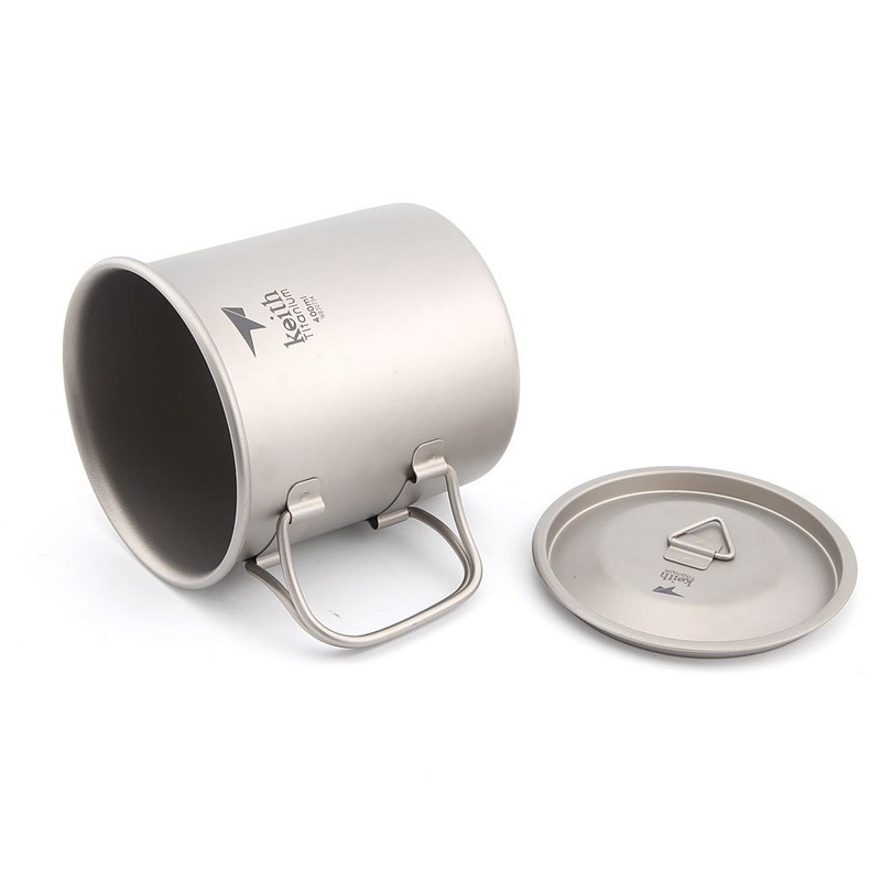 Keith Ti3203 14oz Titanium Foldable Handles Single Wall Cup for