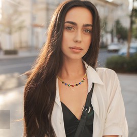 VIJASHOP Evil Eye Jewelry Set for Women Gold-plated Flat Snake Chain Necklace&Earrings&Bracelet Evil Eyes Jewelry Gifts, Stainless Steel, No Gemstone