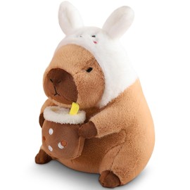 Capybara Plush Toy, Cute Capybara Stuffed Animals Kawaii Capibara Plush Pillow Christmas Birthday Easter Valentine's Day Gift for Kids Boys Girls (12" Bunny Capybara)