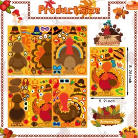 Make a Turkey Stickers 24PCS Thanksgiving Stickers for Kids Turkey Face Stickers Make Your Own Turkey Stickers Thanksgiving Party Favors Thanksgiving Crafts Stickers Classroom Teacher Reward