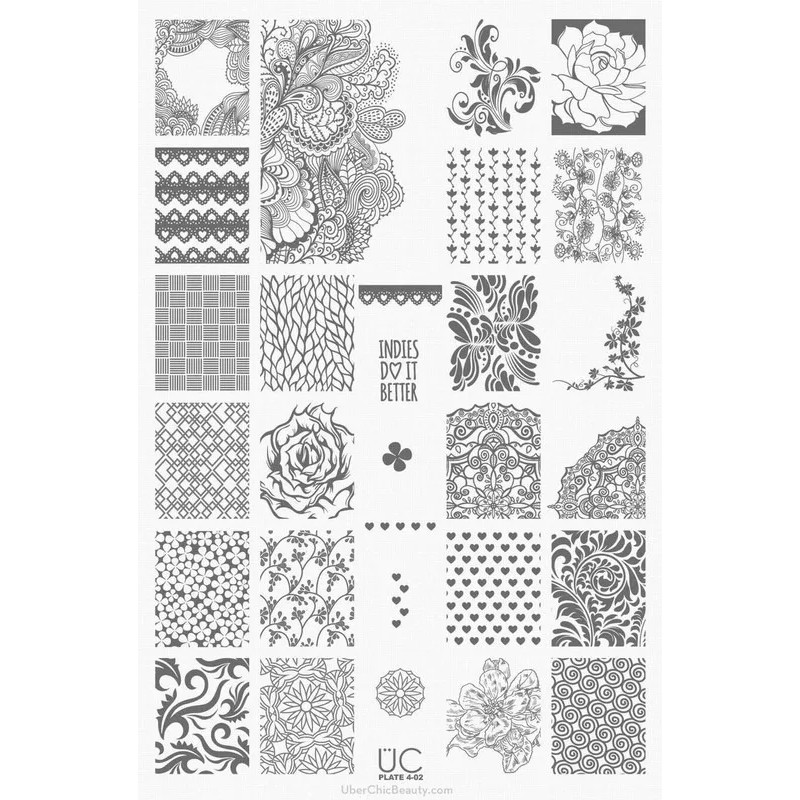 Uberchic Colección #4 Con 3 Placas Para Estampado De Uñas