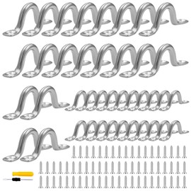 xianzhanEU Pack of 40 Stainless Steel Eye Plates, 60 mm Fender Eyelet, Stainless Steel, 40 mm Stainless Steel Pad Eye for Kayak Canoe, Kayak Canoe Rigging with 80 Screws and Screwdriver