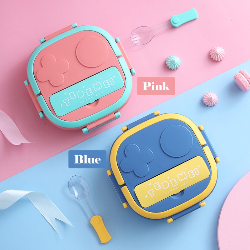 Lunch Box With Fork 2 Compartment Japanese Lunch Box Reusable