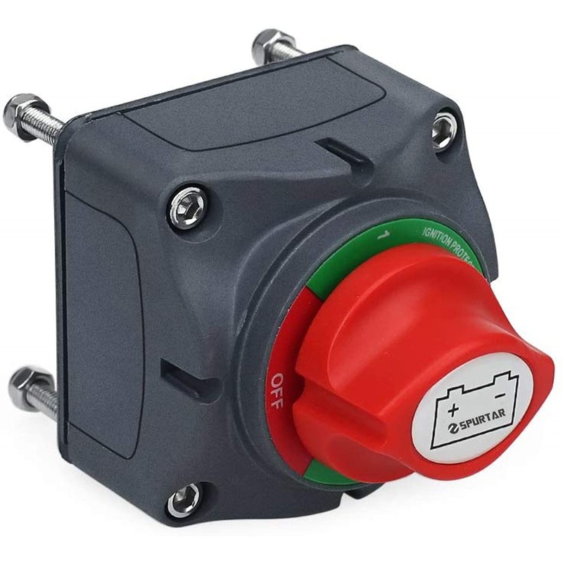Spurtar Car Battery Disconnect Switch 12V 24V 48V 1-2-Both-Off Battery