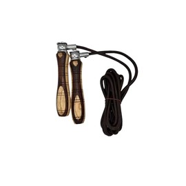 Jump Rope, Genuine Cowhide Leather Adjustable Length Workout Skipping Rope with Ball Bearings for Women, Men, and Kids - Yellow and Brown Wood Handle
