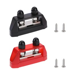 eMagTech 2pcs M8 Dual Stud Bus Bars 5/16" Power Distribution Block Dual Power Stud Busbar Terminal Junction with Screws for Car Marine Boat Red and Black