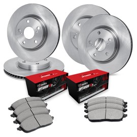 R1 Concepts Front Rear Brakes and Rotors Kit |Front Rear Brake Pads| Brake Rotors and Pads| Optimum OEp Brake Pads and Rotors|fits 1988-1990 Chrysler Dynasty, Imperial, New Yorker; Dodge Dynasty