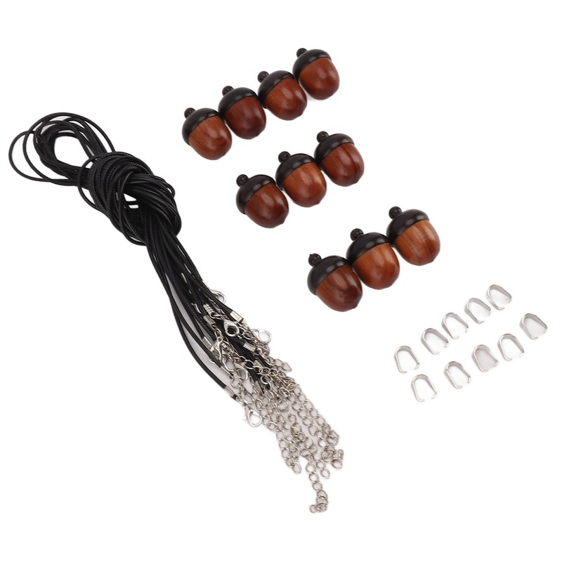 10PCS Wooden Nut Acorn Pendant Necklace Acorn Box Clasp Nylon