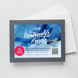 Nico Ng Watercolor Cards Set | Watercolor Paper 300gsm | 16 Cards, White