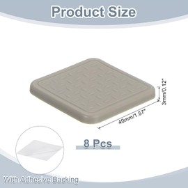 sourcing map 8Pcs Non-Slip Furniture Pads, 1.57" Square Anti Skid Rubber Caster Cups, Anti-Sliding Furniture Coasters, Anti Slide Floor Protectors Pads for Bed Couch Table (Beige)