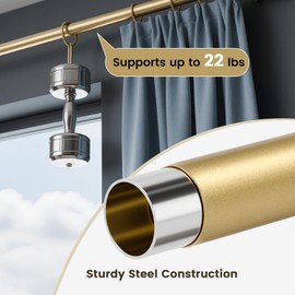 KNOBWELL Curtain Rods for Windows, 1inch Gold Curtain Rod with Decorative Acrylic Finials, 22-48inch, 22lb Weight Capacity， 2 Pack