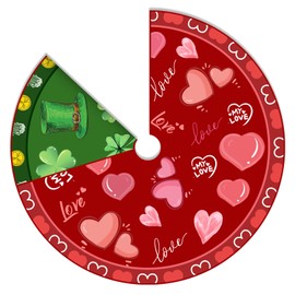 36in Double Sided Valentine & St.Papa Tree Skirt Knit Tree Skirt, Tree Skirt Knit Decorations Under Tree Skirt Decor, Simple Tree Skirt, Custom Tree Skirt Supplies for Lively Holiday Party Events