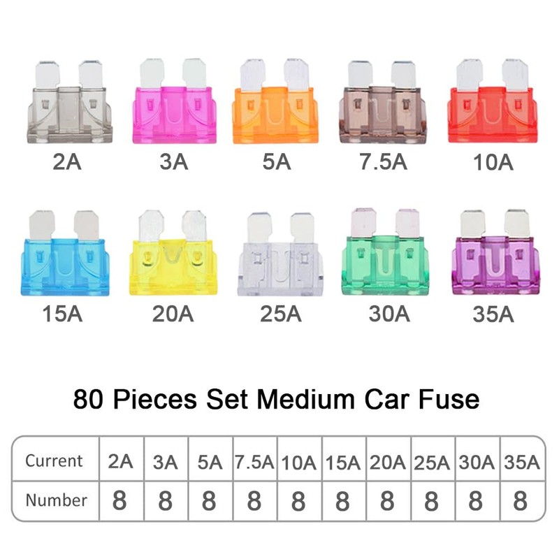 FULARR 80Pcs Professional Car Truck Boat Fuse, Assorted Standard Blade