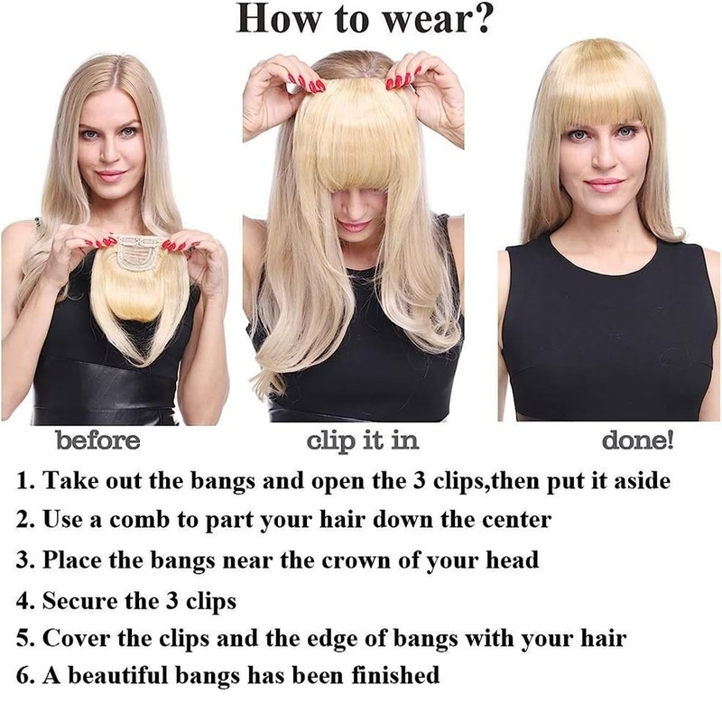 RUNRAYAY Clip in Bangs, Fake Hair Extensions Hair Clip on