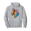 Rainbow Gradient Horse Line Art Design Pullover Hoodie