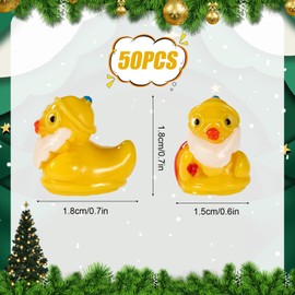 lasuroa 50pcs Mini Santa Claus Ducks, Little Resin Christmas Ducks Micro Landscape Duck Miniature Ducks Tiny Christmas Ducks for Christmas Stocking Filler Garden Micro Ornament