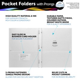 FILE-EZ Two-Pocket Folders with 3-Prong Fasteners, White Color, 25-Pack, Durable Textured Paper, Matte Finish, Letter Sheet Size (EZ-92510)