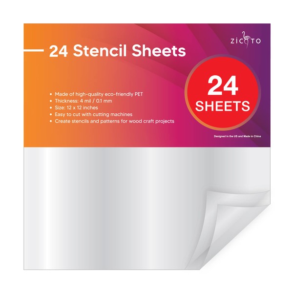 Easy Cut Stencil Sheet Set of 24-12”x12” Acetate Mylar for