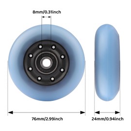 Gladeer 76x24mm PU Replacement Wheels 90A Caster Board Wheels for Razor Ripstik RipRider 360 FlashRider PowerRider Ripsurf Waveboard (Sky Blue)