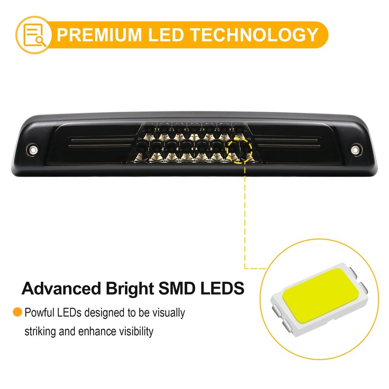 R&F Auto LED Smoked 3rd Brake Light Replacement for Ram