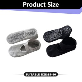 2 Paar Yoga Socken rutschfeste für Damen für Pilates, Barre, Ballett, Tanz, Grippige Socken BodenSocke Anti-Rutsch Griffe Riemen, Einheitsgröße Atmungsaktive Socken für Fitness Ballett