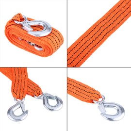 Tow Rope, 4 Meter Load 3 Ton Car Trailer Towing Rope Strap Tow Cable with Hooks Emergency Vehicle Tool