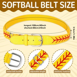 AKAIXI Softball Belt and Softball Luggage Tag Combo Set Youth Girls Adjustable Elastic Waist Belt for Softball Accessories Youth Boys Softball Belts Enthusiast Team Gifts