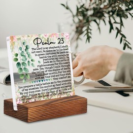 Psalm 23 Prayer Gift, Christian Inspirational Desk Gift for Pastors Church Members Bible Study Friends, Lord Is My Shepherd Faith-Based Gift for Pastors Church Members Decorative Signs-LYK118