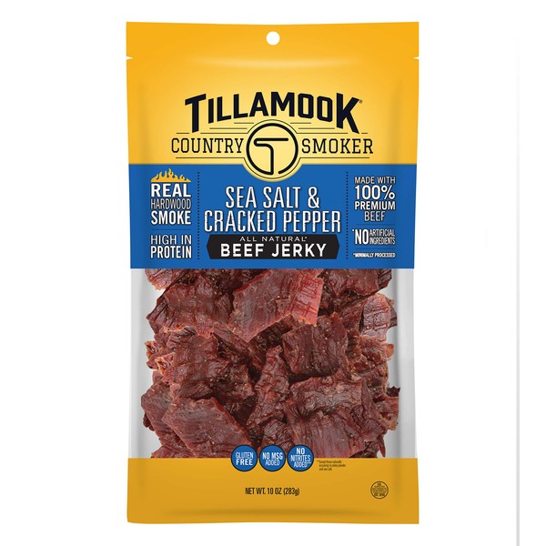 Tillamook All Natural, Real Hardwood Smoked Sea Salt & Cracked Pepper Beef Jerky, 10 Oz
