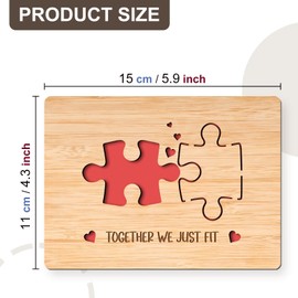 Valentines Gifts for Him, Bamboo Card Gifts for Girlfriend - Together We Just Fit, For Girlfriend Boyfriend Wife Husband, Couple Gifts, Romantic Valentines Card