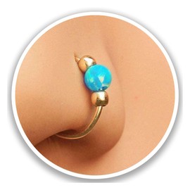 20G Nose Ring - Opal Piercing Earring 20 Gauge - Small Piercings Nose Piercing - Opal Nose Rings - Thin Nose Ring - Light Blue Opal Piercing