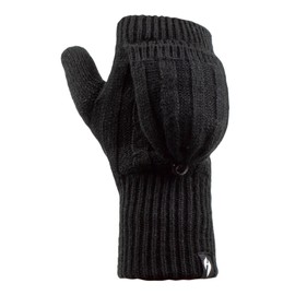 HEAT HOLDERS Ladies 2.3 tog Thermal knitted FINGERLESS Mitten Cap Gloves Black