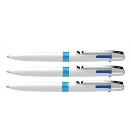 SCHNEIDER Pack of 3 Ballpoint Pens 4 Colours Take 4 Medium Tip Viscoglide Plastic Barrel White