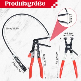 Forbabe Pack of 2 Hose Clamp Pliers, Ratchet Locking Function Hose Clamps Pliers with Straight Neck Spring Band Clamp Pliers with Wire Shaft for Car Repairs for Removal and Installation
