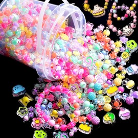 DIY Kawaii Acrylic Beads Set, 0.5 Lb Bulk Pack, Cute Plastic Charm Beads for Bracelet Phone Keychain Making 111 (0.5Lb)