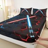 Neon Red Blue Light Up Sword Bed Sheets King Size
