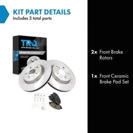 TRQ Front Brake Pad and Rotor Set Ceramic Compatible with 2019-2024 Lexus ES250 ES300h ES350 UX200 UX250h Toyota Avalon C-HR Camry Corolla Cross RAV4 Venza