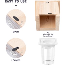Carpenter Bee Trap Outdoor Hanging Wooden Insect Catcher with Removable Collection Vault – Pentroof Style Natural Bee Trap for Outside Use, 