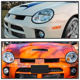 Spec-D Tuning Chrome Housing Clear Lens Factory Style Headlights Compatible with 2003-2005 Dodge Neon Sedan, Left + Right Pair Headlamp Assembly
