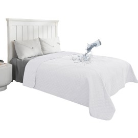 Easy-Going 100% Waterproof Dog Bed Cover Reversible Leak Proof Couch Cover Washable Sofa Cover Furniture Protector Blanket for Pets Kids Children Dog Cat (110x90 Inch, White/White)