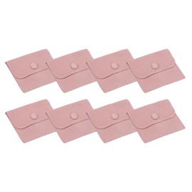 PATIKIL 4x3 Inch Jewelry Pouch, 8 Pcs Soft Velvet Pouches with Snap Button Portable Storage for Rings Necklace Bracelet Earring Watch, Pink